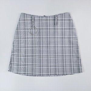 Bradely Michelle Black White Plaid Metal Hoop Mini Skirt Women’s Size S